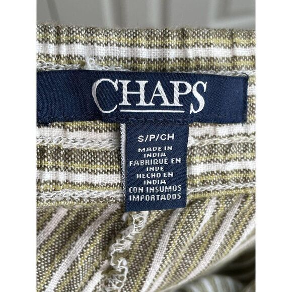 CHAPS LinenPalazzo Pants Khaki Striped Small - Picture 4 of 4